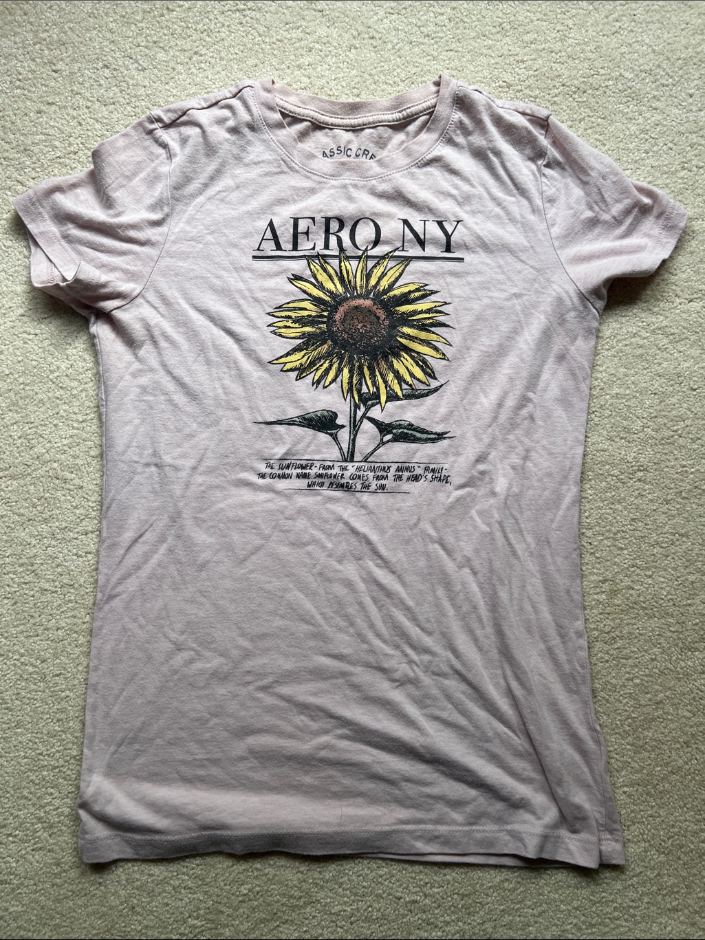 Aeropostale Light Pink Sunflower Graphic Tee Size Medium